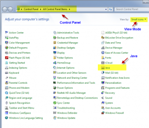 Open your Control Panel - find the Java Icon