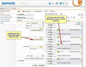 open the 'email messaging' firewall rule and click the definition name