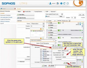 click the little green + symbol, add your definition for TCP port 587 and save