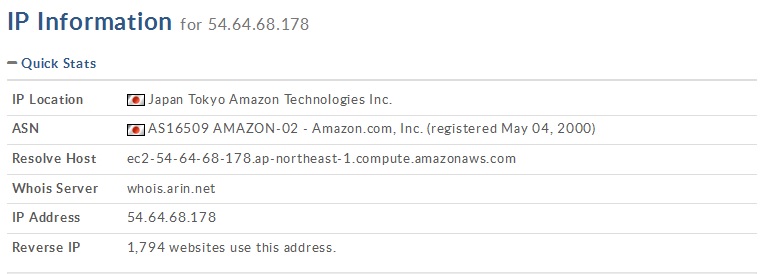 The bayrob control server is hosted on Amazon Japans AWS Service