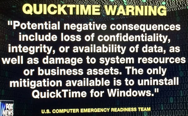 US Govt. Recommends Ditch Quicktime for Windows