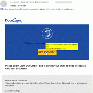 Phishing Email Pretending to be from DocuSign